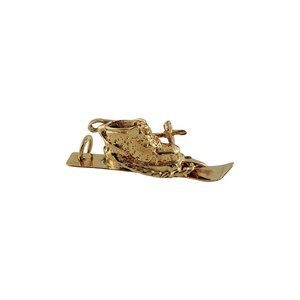 Vintage 14K Yellow Gold Ski and Boot Charm #10582